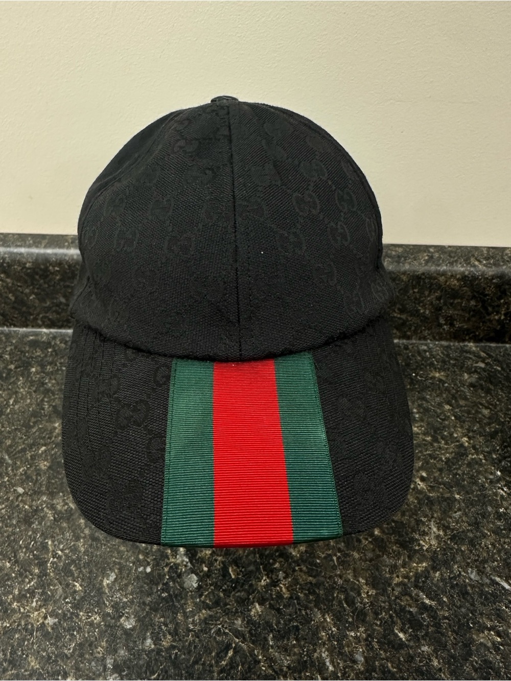 Gucci Black Baseball Cap with Red & Green Center Stripe